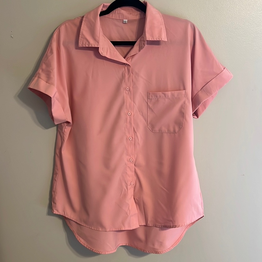 Pink Button up Casual T-Shirt